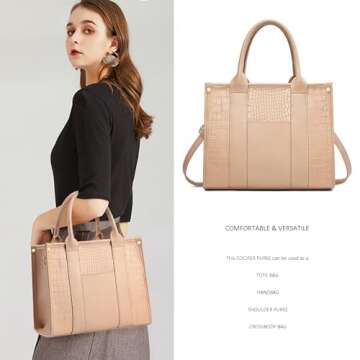 COCIFER The Tote Bag Crossbody Purses for Women Shoulder Bag Handbags PU Leather Top Handle Bags with zipper (ST Khaki)