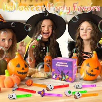 24 Pcs Halloween Mini Bubble Wands, Halloween Party Favors for Kids, Mini Bubble Wand for Halloween Party Supplies,Trick or Treat Goodie Bag Stuffer Fillers Halloween Treats Prizes