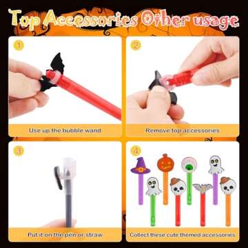 24 Pcs Halloween Mini Bubble Wands, Halloween Party Favors for Kids, Mini Bubble Wand for Halloween Party Supplies,Trick or Treat Goodie Bag Stuffer Fillers Halloween Treats Prizes