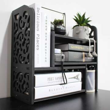 YGYQZ Mini Desktop Bookshelf - Cute White Organizers for Home & Office