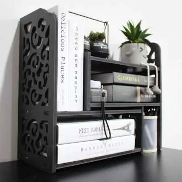 YGYQZ Mini Desktop Bookshelf - Cute White Organizers for Home & Office