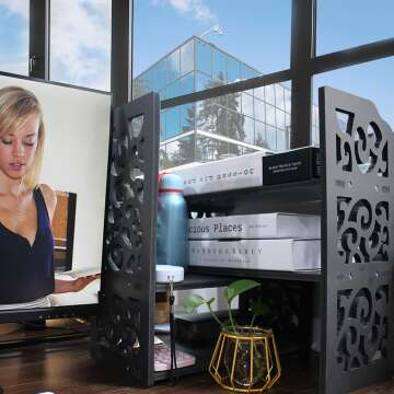 YGYQZ Mini Bookshelf - White Cute Desk Organizer