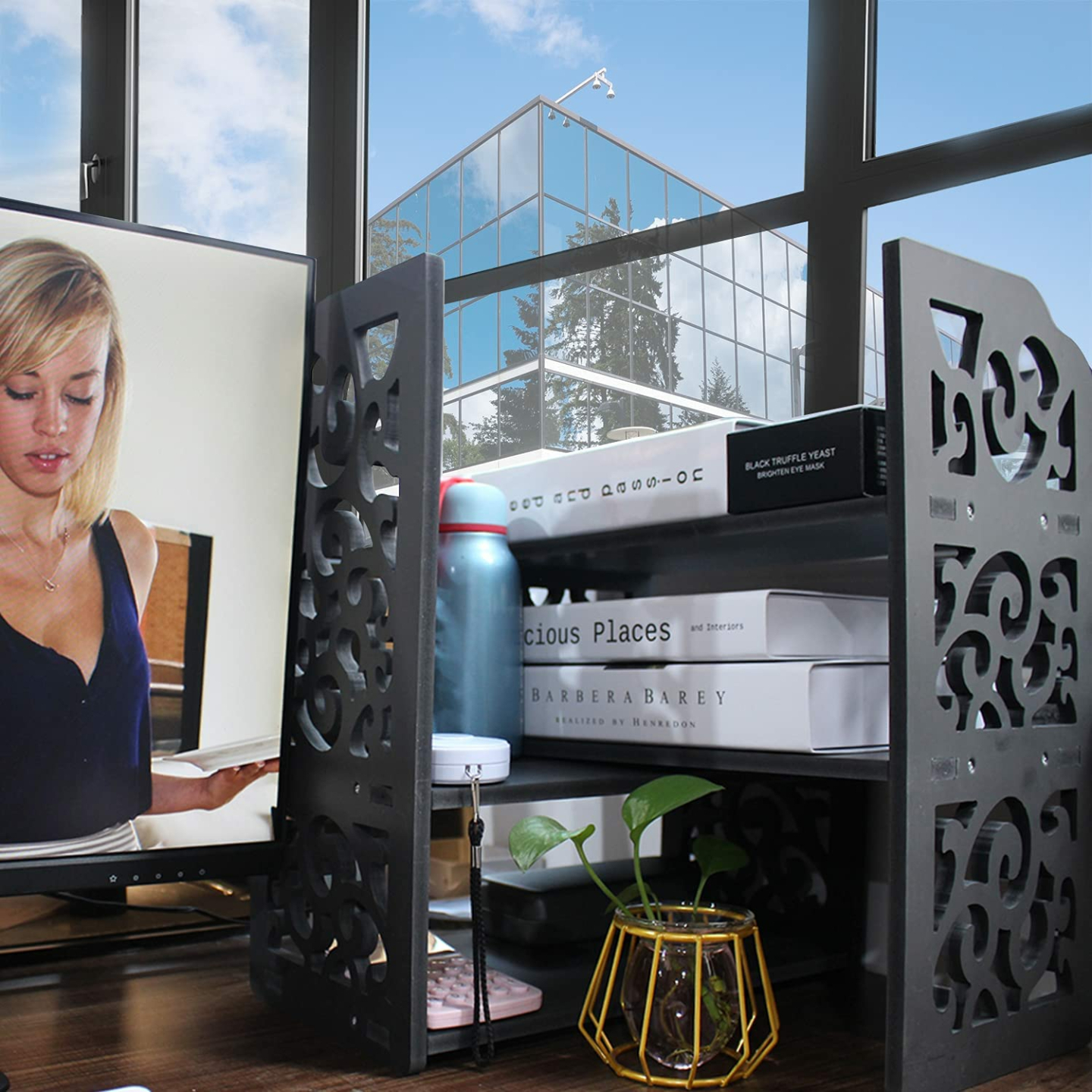 YGYQZ Mini Bookshelf - White Cute Desk Organizer