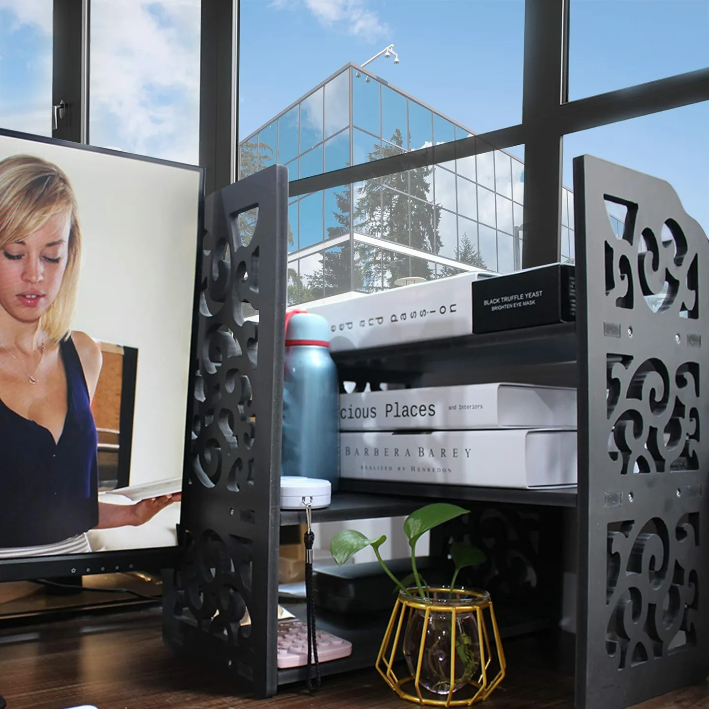 YGYQZ Mini Bookshelf - White Cute Desk Organizer