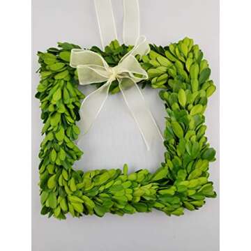 Elegant Tradingsmith 6" Boxwood Square Wreath for Home Decor