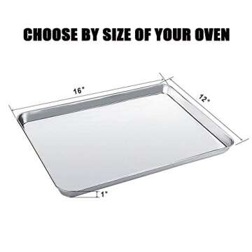 WEZVIX Baking Sheet Set of 2 Stainless Steel Cookie Trays