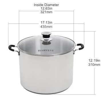 Harvest Stainless Steel 20 Qt Canning Pot with Rack | Water Bath or Steam Canning | Works on All Stovetops Including Induction, Glass, Gas (Stainless Steel Canner + Tools) (Stainless Steel Canner)