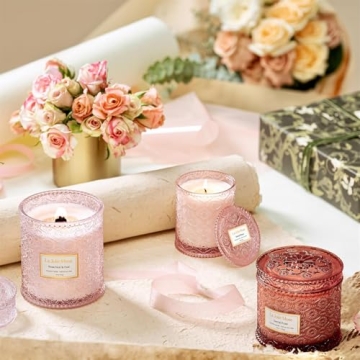 LA JOLIE MUSE Rose Noir & Oud Candle, Valentines Candles Gift for Women, Rose Scented Candle, Wood Wicked Candle, Pink Candles for Home Scented, Large Candle, Long Burning Time, 19 Oz