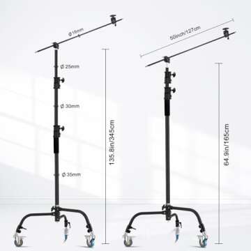 Heavy Duty C Stand 11.3ft Adjustable Stand for Photography