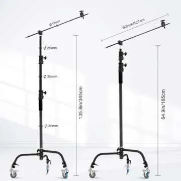 Heavy Duty C Stand 11.3ft Adjustable Stand for Photography