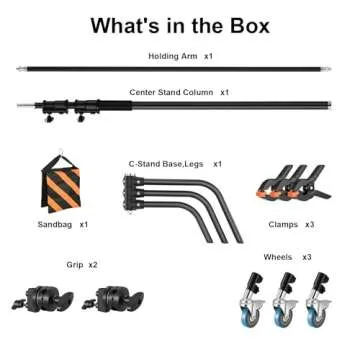 Heavy Duty C Stand 11.3ft Adjustable Stand for Photography