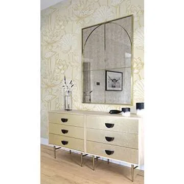 NextWall Lotus Floral Peel and Stick Wallpaper (Metallic Gold & Cream)