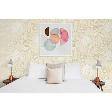 NextWall Lotus Floral Peel and Stick Wallpaper (Metallic Gold & Cream)