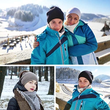 Winter Beanie Hats for Women Genuine Fur Pompom Beanie Knit Wool Hats Ski Cap