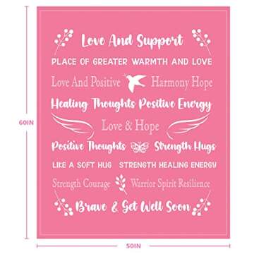 MACEVIA Breast Cancer Gifts for Women Fleece Healing Thoughts Blanket - Perfect Warm Comfort Gift (5...