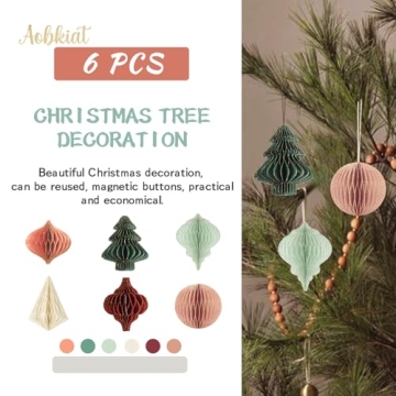 AOBKIAT Christmas Party Decorations 6 PCS Paper Ornaments