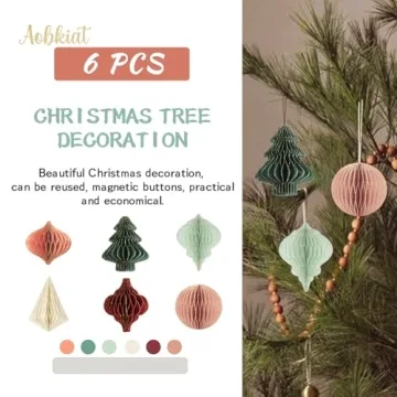 AOBKIAT Christmas Party Decorations 6 PCS Paper Ornaments