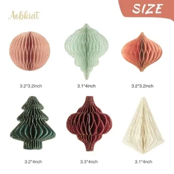 AOBKIAT Christmas Party Decorations 6 PCS Paper Ornaments