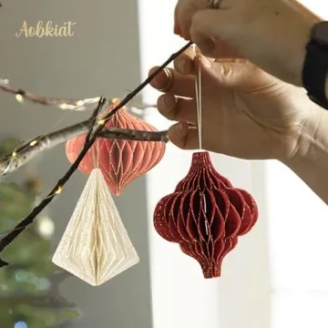 AOBKIAT Christmas Party Decorations 6 PCS Paper Ornaments