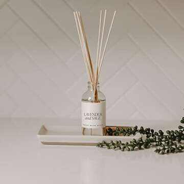 Sweet Water Decor Lavender and Sage Reed Diffuser - Spring Lavender Reed Diffuser for Home and Office with Long Lasting Fragrance - Made in the USA
