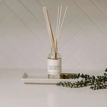 Sweet Water Decor Lavender and Sage Reed Diffuser - Spring Lavender Reed Diffuser for Home and Office with Long Lasting Fragrance - Made in the USA