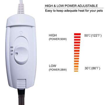 Pet Heating Pad for Cats Dogs with Timer Temperature Adjustable, Electric Heating Mat Indoor, Adjustable Warming Mat, Waterproof Heated Bed with Chew Resistant Steel Cord，Pet Heated Mat