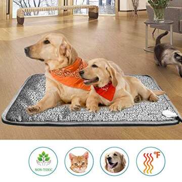 Pet Heating Pad for Cats Dogs with Timer Temperature Adjustable, Electric Heating Mat Indoor, Adjustable Warming Mat, Waterproof Heated Bed with Chew Resistant Steel Cord，Pet Heated Mat