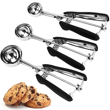 Cookie Scoop Set - 3 Stainless Steel Scoops for Baking