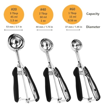 Cookie Scoop Set - 3 Stainless Steel Scoops for Baking