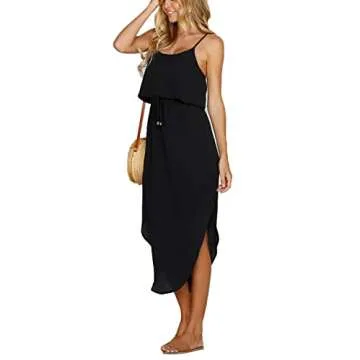 NERLEROLIAN Women's Adjustable Strappy Midi Dress