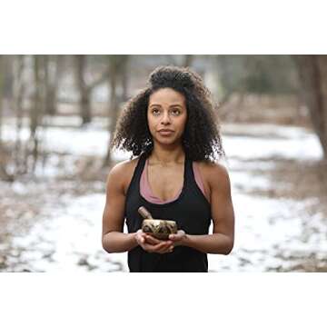 Bim-Bam-Bom Tibetan Singing Bowl – Hand Crafted Singing Bowls w/Mallet & Cushion, Meditation Bowl For Yoga and Holistic Healing, Stress Relief - Brass 4” Fire Flame Prayer Bowl