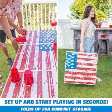 GoPong 8 Foot Portable Beer Pong / Tailgate Tables (Black, Football, American Flag, or Custom Dry Erase)