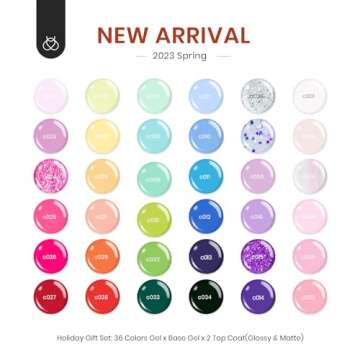 Beetles Gel Nail Polish Kit Trendy Colors,36 Colors with 3pcs Base Gel Glossy & Matte Top Coat, Past...
