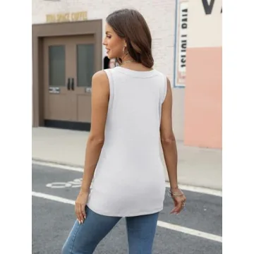 AUTOMET Women Tank Top 2024 Casual Soft V Neck Summer Tee