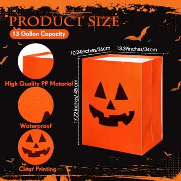 Sliner 6 Pack 13 Gallon Trash Cans Disposable Trash Cans for Parties Plastic Recycle Garbage Bins for Kitchen Summer Picnic Birthday Wedding Party Events,17.7" x 10.2" x 13.4"(Ghost Face)