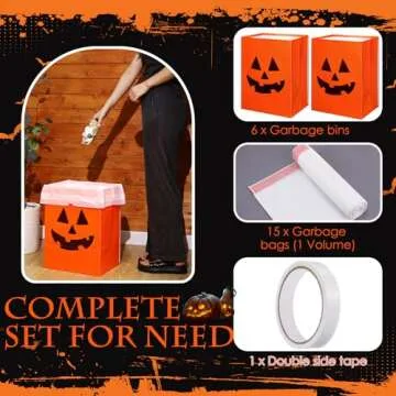 Sliner 6 Pack 13 Gallon Trash Cans Disposable Trash Cans for Parties Plastic Recycle Garbage Bins for Kitchen Summer Picnic Birthday Wedding Party Events,17.7" x 10.2" x 13.4"(Ghost Face)