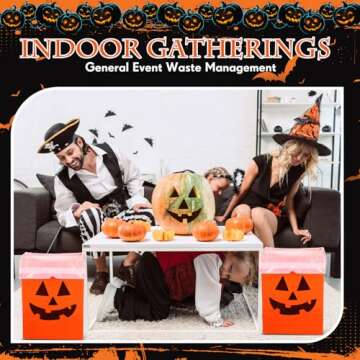 Sliner 6 Pack 13 Gallon Trash Cans Disposable Trash Cans for Parties Plastic Recycle Garbage Bins for Kitchen Summer Picnic Birthday Wedding Party Events,17.7" x 10.2" x 13.4"(Ghost Face)