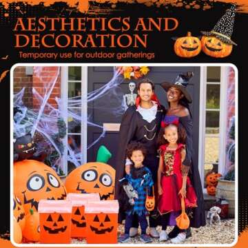 Sliner 6 Pack 13 Gallon Trash Cans Disposable Trash Cans for Parties Plastic Recycle Garbage Bins for Kitchen Summer Picnic Birthday Wedding Party Events,17.7" x 10.2" x 13.4"(Ghost Face)