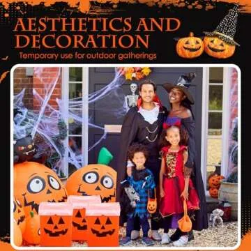 Sliner 6 Pack 13 Gallon Trash Cans Disposable Trash Cans for Parties Plastic Recycle Garbage Bins for Kitchen Summer Picnic Birthday Wedding Party Events,17.7" x 10.2" x 13.4"(Ghost Face)