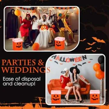 Sliner 6 Pack 13 Gallon Trash Cans Disposable Trash Cans for Parties Plastic Recycle Garbage Bins for Kitchen Summer Picnic Birthday Wedding Party Events,17.7" x 10.2" x 13.4"(Ghost Face)