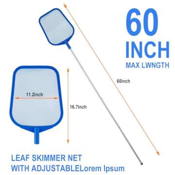 Adjustable Pool Skimmer Net with Telescopic Pole 23"-60"