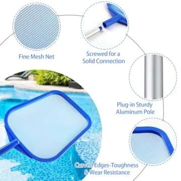 Adjustable Pool Skimmer Net with Telescopic Pole 23"-60"