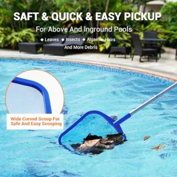 Adjustable Pool Skimmer Net with Telescopic Pole 23"-60"