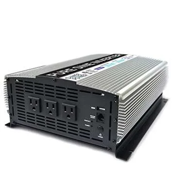 GoWISE Power PS1004 3000W Continuous 6000W Surge Peak Power Pure Sine Wave Inverter with Starter Cables and 4 Output Sockets, Updated Model, Grey, Standard