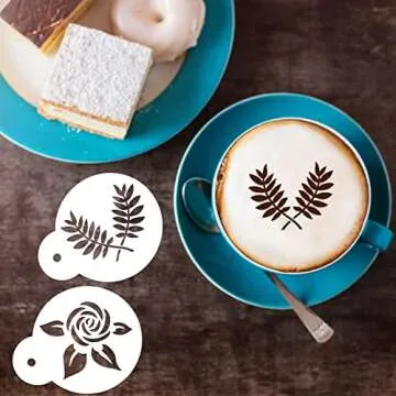 30 Pieces Coffee Stencil Cookie Cake Stencils Latte Art Reusable Plastic Stencils DIY Bake Stencils Leaves Butterfly Flowers Bird for Coffee Cookie Drawing