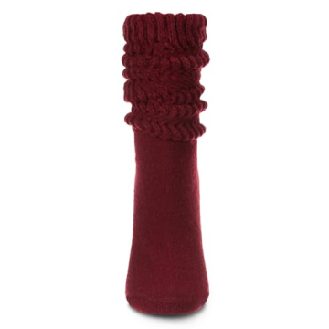 MeMoi Women's Ruffled Slouch Crew Socks Burgundy for Style and Comfort
