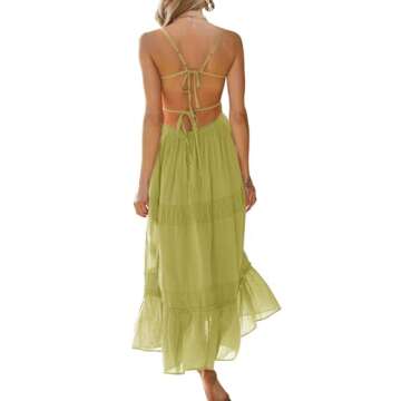 Wenrine Summer Beach Dress with Pockets - Flowy Maxi Style