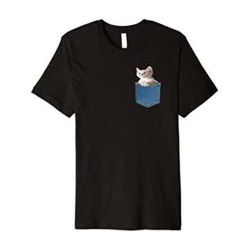 Kitten Climbing out Pocket Premium T-Shirt