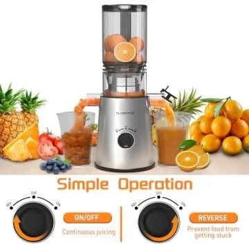 Cold Press Juicer, Slow Masticating Juicer Machines with 5" Feeding Chute Fit Whole Fruits&Vegetables, Stainless Steel Slow Masticating Juicer Easy to Clean, 99.6% Juice Purity, 1.5L Capacity