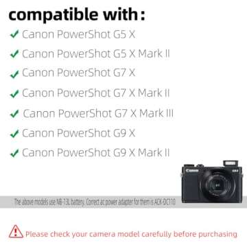 Glorich DR-110 DC Coupler NB-13L Dummy Battery ACK-DC110 AC Power Adapter Kit Compatible with Cameras Canon PowerShot G5 X, G5 X Mark II, G7 X, G7 X Mark II, G7 X Mark III, G9 X, G9 X Mark II